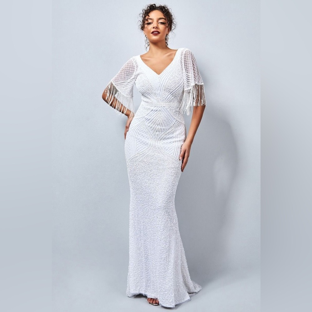 Gatsby Lady London “Hailey” Beaded Wedding Dress – Ivory (NWT)